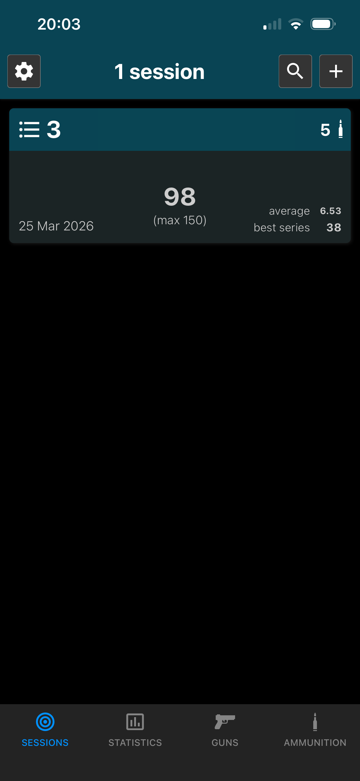 Skärmbild från Shootstats